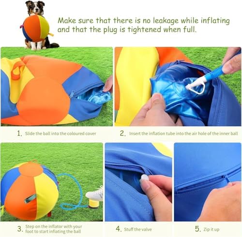 Herding Ball for Dogs,10 Inch Dog Training Balls with Heavy-Duty Handle Cover and Pump,Interactive Dog Toy Herding Ball for Australian Shepherd, Border Collie