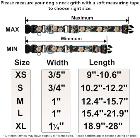 Martingale Collar for Dogs with Buckle No Pull, Golden Floral, S