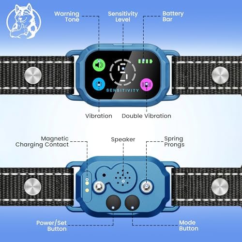No-Shock Humane 2-in-1 Smart Bark Collar + Remote: Beep & 2X Vibration| Auto Bark Training| Manual Trigger Button|15lbs+| Small Medium Large Dogs| 4 Modes| Rechargeable| 5 Sensitivities