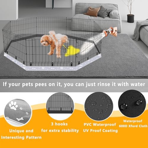 Dog Playpen Bottom Pad Fits for 24 Inch 8 Panels Regular Octagon Metal Exercise Pet Playpen, Dog Crate Pad Puppy Playpen Pad. (Note: Playpen Not Included) -Gray