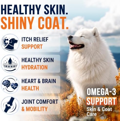 Omega 3 for Dogs - 250 Chews - Fish Oil for Dogs - Skin & Coat Supplement