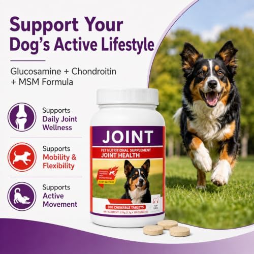 Dog Joint Supplement with Glucosamine, Chondroitin & MSM, Hip & Joint Support Chewable Tablets for Senior, Adult & Active Dogs, All Breeds & Sizes, 100 Count