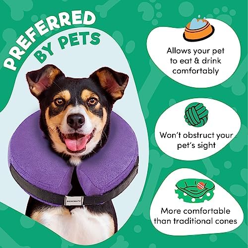 BENCMATE Inflatable Dog Cone Collar Alternative After Surgery Small