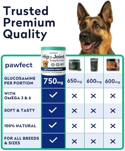 Advanced Glucosamine Dog Joint Treats, Mobility, Chicken Flavor, 180Ct