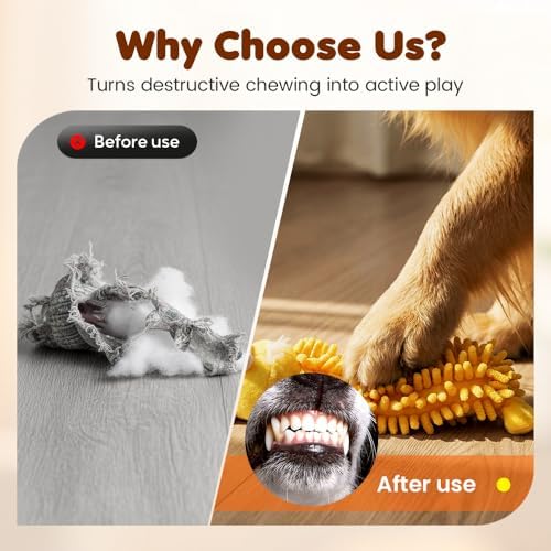LECDOA Plush Squeaky Dog Toys, Soft Bite Resistant Chew Toys, Hippo