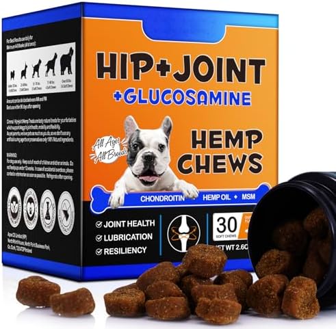 Hip and Joint Supplements Chews for Dogs, 30PCS Hip & Joint Care Tablets with Glucosamine, Chondroitin, Green-Lipped Mussels and Vitamins for Dog Joint Care (Duck Flavor)