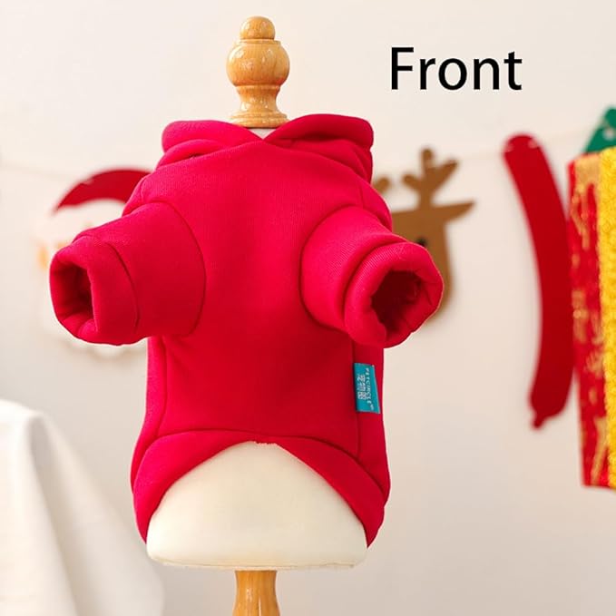 Christmas Dog Hoodies with D-Ring Festive Cat Outfit Fall Winer Puppy Clothes for Small Dog Girl Boy Pet Cold Weather Sweatshirt Coat for Pomeranian Chihuahua Yorkie (Red, X-Small)
