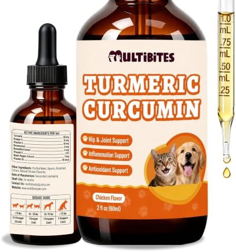 Turmeric Drops for Dogs & Cats, Turmeric Curcumin Supplement 2oz