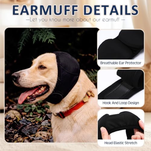 Aliceset 1pcs Dog Ear Muffs, Quiet Ears for Dogs,Black,M