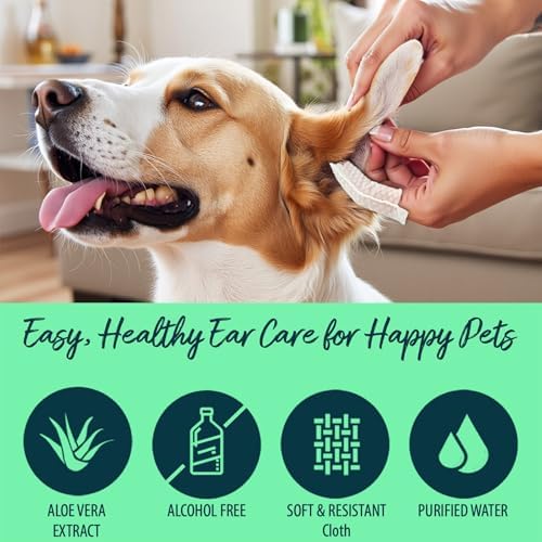 Natureland Dog and Cat Ear Finger Wipes, Large Otic Cleaning, 100 Count