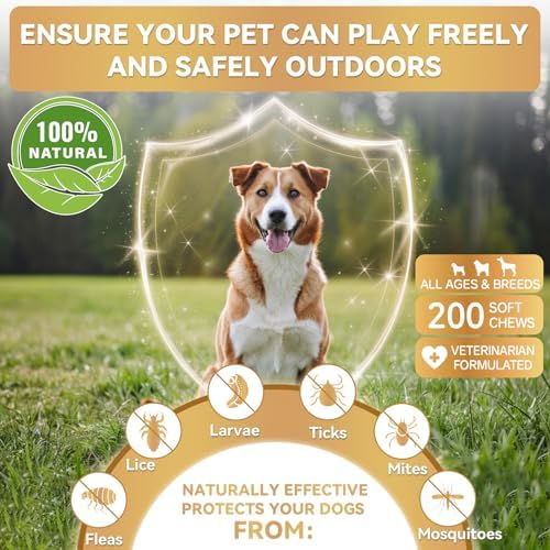 Flea and Tick Prevention for Dogs, Dog Flea and Tick Treatment, 200 Chews