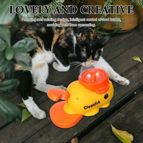 Interactive Easy to Clean Clownfish Shaped Dog Treat Dispenser with Press and Rotate Mechanism Pet Feeding Made of Sturdy Abs Slow Feeder for Home and Outdoor Activities