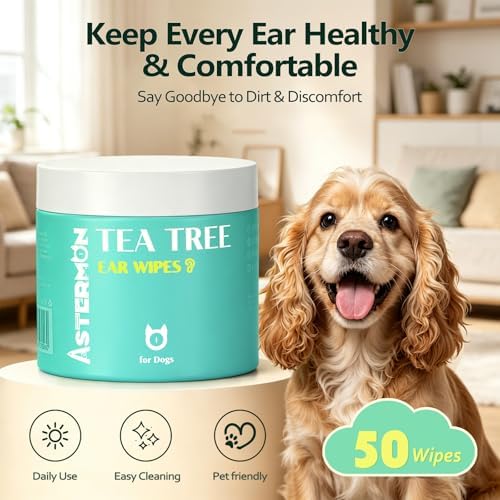 Pet Wipes for Dog Ear Care, Disposable Finger Sleeve Dog Wipes 50 Count