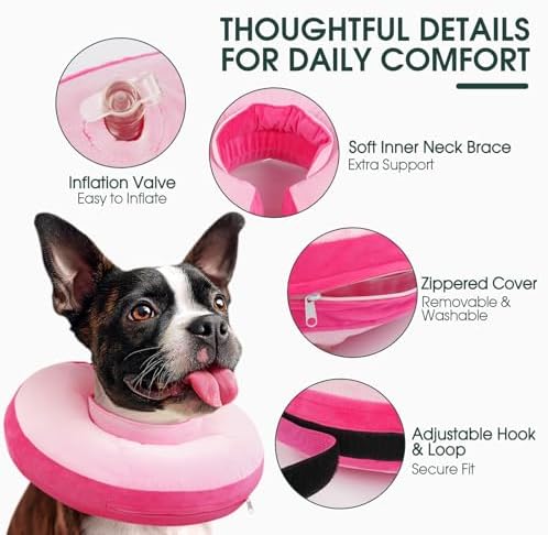 Kuoser Inflatable Dog Cone Collar, Dogs Donut Collar to Stop Licking, L