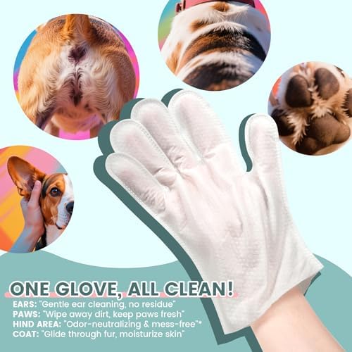 IMMHABI 100-Count Pet Glove Wipes + 400-Ct Square Wipes Bundle | Odor Control & Thick Cleaning | Paws/Ears + Fur/Surfaces