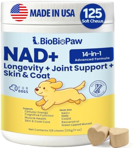 NAD+ Senior Dog Supplement - 14-in-1 NMN Longevity, 125 Soft Chews