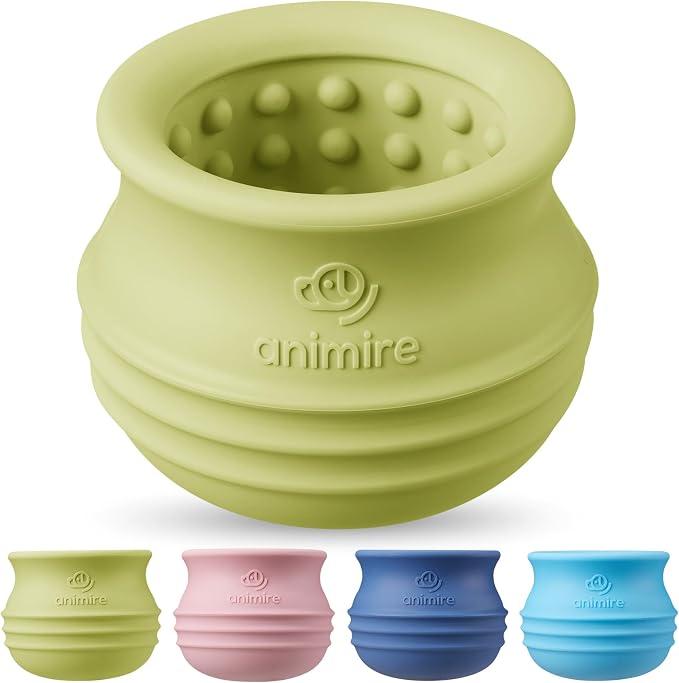 Treat Dispensing Dog Toy, Long-Lasting Interactive Puzzle Toys for Dogs, Stuffable Dog Enrichment Frozen Lick Treat Toy for Boredom, BPA Free Silicone Fetch Catch Chew Toy (Green,L)