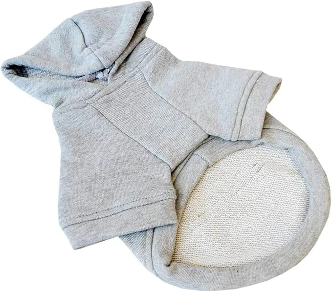 Lovelonglong Blank Basic Hoodie Sweatshirt for Dogs 100% Cotton Fits Small Medium Dachshund Large Dog Gray D-L