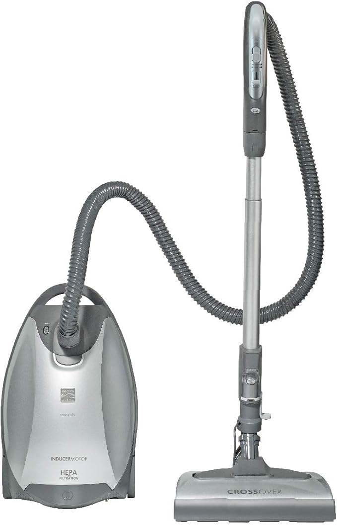 Kenmore Elite 21814 Pet Friendly CrossOver Lightweight Bagged HEPA Canister Vacuum with Pet PowerMate, Extended Telescoping Wand, Retractable Cord, 2 Floor Nozzles, and 4 Cleaning Tools-Silver/Gray | Pet PowerMate, Extended Telescoping Wand, Retractabl...