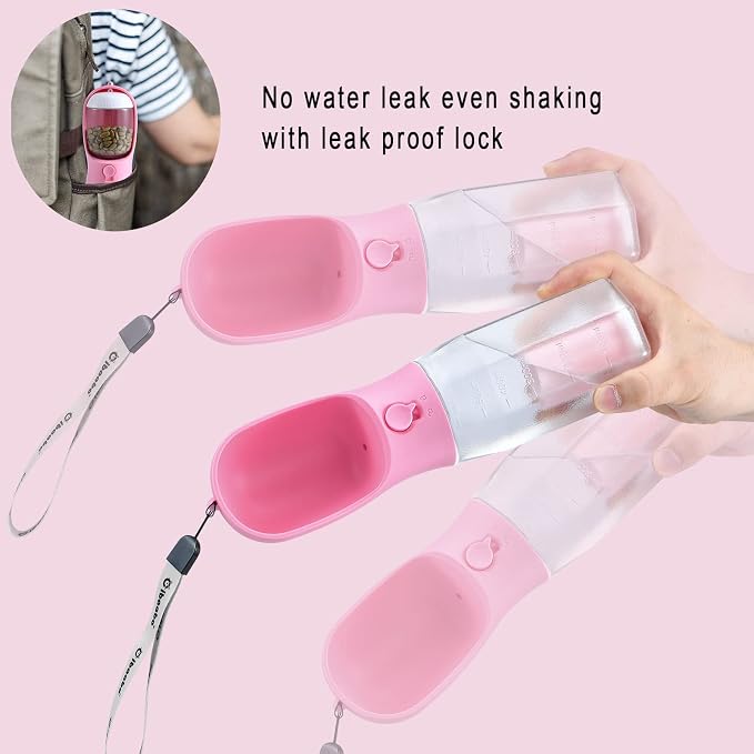 Cibaabo Dog Water Bottle with Food Container & Poop Bag Holder & Filter | Feeding & Hydration & Waste All in One | Travel Puppy Water Bowl | Portable Pet Dispenser | Dog Gifts | for Walking Beach