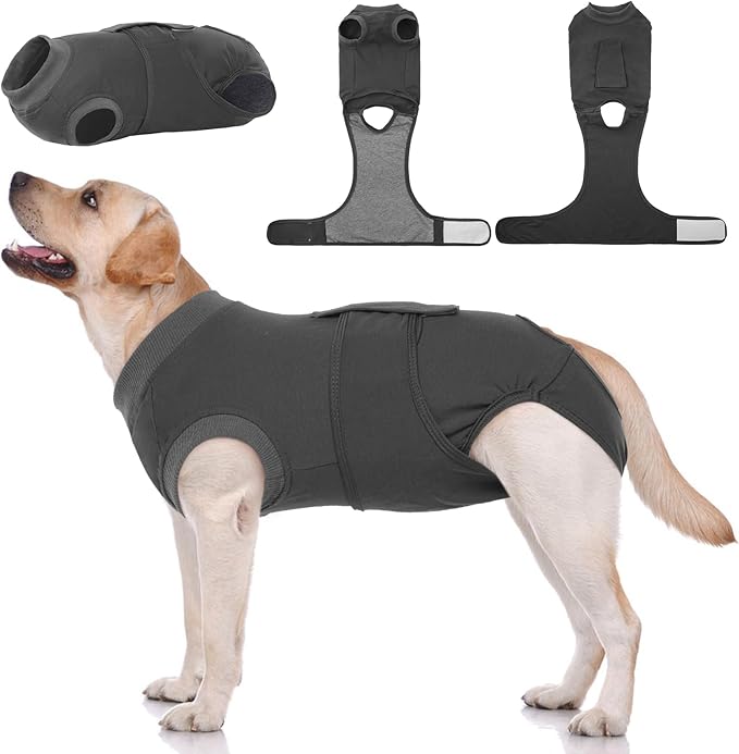 Kuoser Dog Surgery Suit - Female Spay & Male Neuter Recovery Onesie, Anti-Licking Abdominal Wounds Pet Surgical Recovery Bodysuit, Substitute E-Collar & Cone