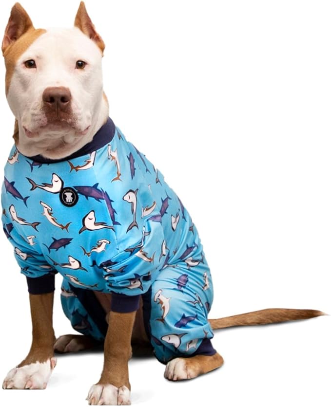 Pittie Clothing Pit Bull Dog Pajamas – Full Coverage Dog Onesie, Soft Pajama Outfit for Medium, Large, XL & XXL Breeds