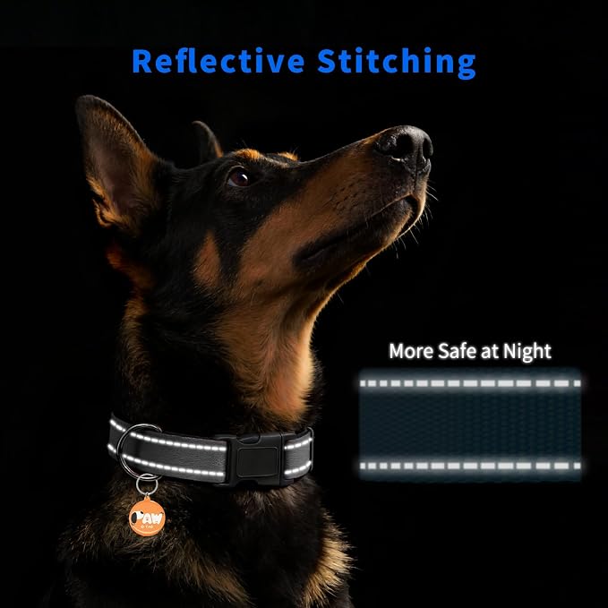 Personalized Dog Collar with QR Code Tag, Large, Black | Reflective Dog Collar with Smart ID Tag, Heavy Duty Custom Dog Collar for Large Breeds