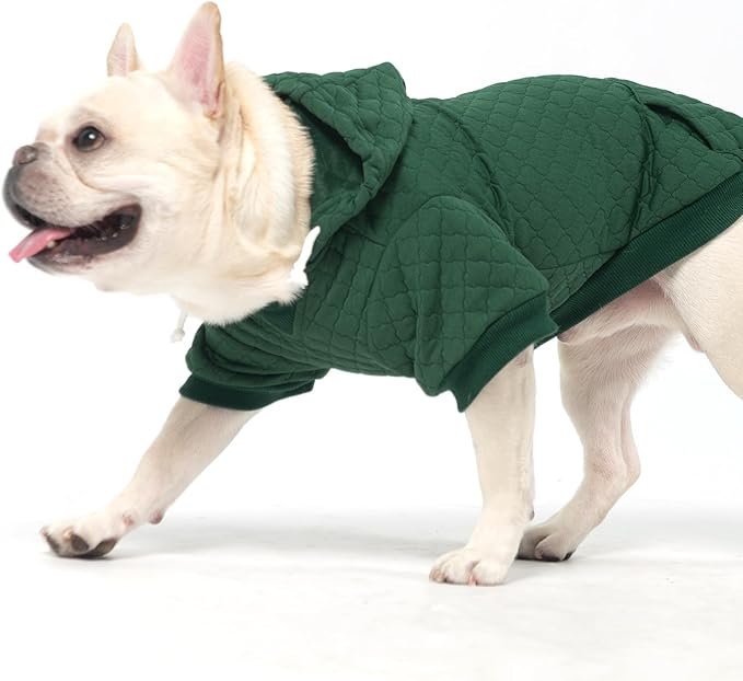 KOOLTAIL Dog Hoodie for Small Medium Large Dogs, Ultra-Warm & Soft Winter Fall Fleece Dog Hooded Sweatshirt Clothes Sweater, Lightweight Pullover Coat for Boy Girl Bulldog Pitbull Puppy Cats,Green M