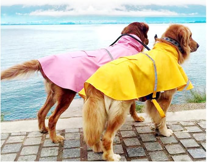 HAPEE Dog Raincoats with Reflective Strip Hoodie,Poncho Jacket for Large Dogs fit Golden Retriever Doodle (D4-Pink, 28B (85-100 lbs))