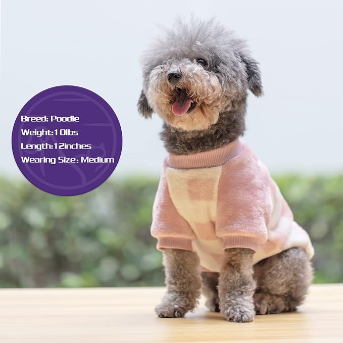 cyeollo Dog Christmas Sweater Buffalo Plaid Dog Flannel Winter Sweatshirt Coats Pink Pet Clothes for Small Dogs Size XL