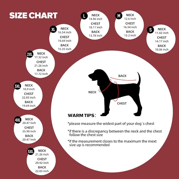 Dog Coat, Waterproof Dog Winter Jacket in Puppy Cold Weather Windproof Coats Reflective Pet Vest, Zip-Up Cold Weather Coats for Small Medium Dogs (Red and Black, 2XL)
