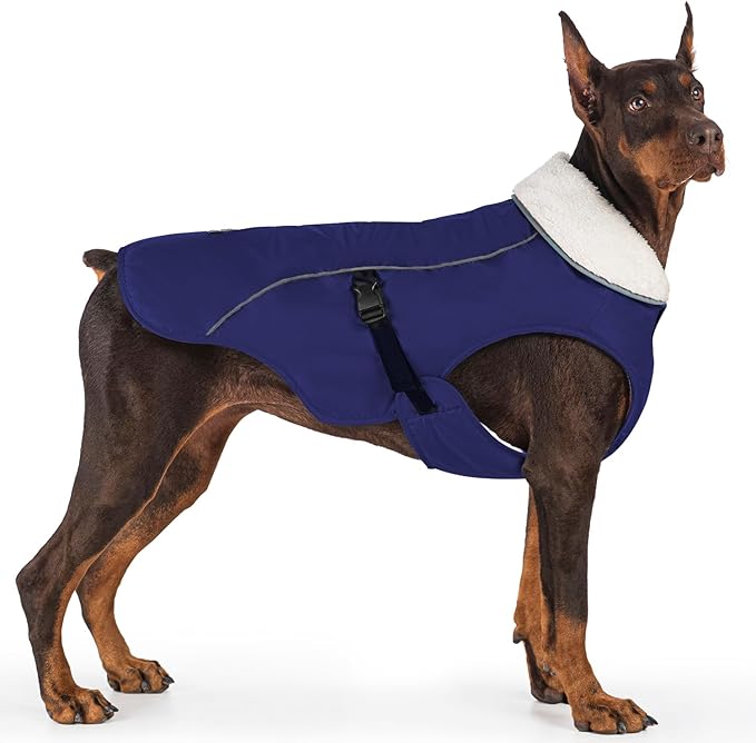 EMUST Dog Winter Coat, Thick Windproof Dog Jacket Winter, Pet Warm Vest for Small/Medium/Large Dogs, Blue XXL