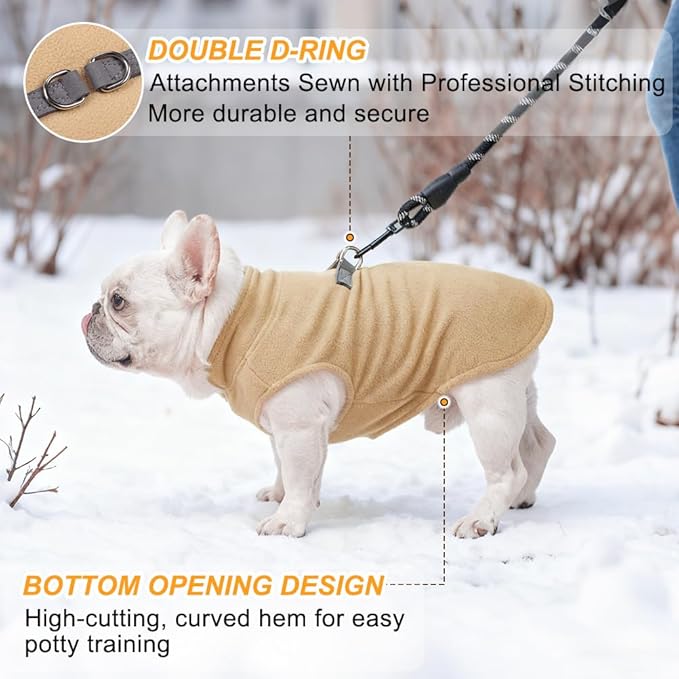 BEAUTYZOO XS Dog Sweaters, Soft Fleece Vest Pullover Dog Jacket with D-Ring Leash Attachment, Warm Winter Dog Clothes Cold Weather Doggy Chihuahua Sweater for Small Dogs Cats Boy or Girl, Red XSmall