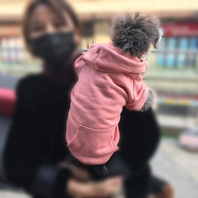 Lovelonglong Blank Basic Hoodie Sweatshirt for Dogs 100% Cotton Fits Small Medium Dachshund Large Dog Lotus-Pink L