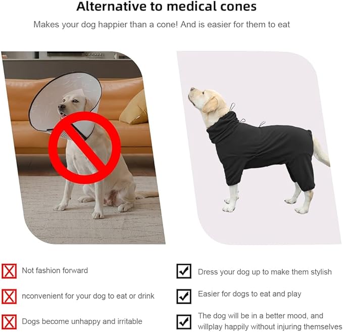 Dog Pajamas for Large Dogs,Extra Large Stretch, Suitable for Adult, Medium-Sized Dogs, Large Pet Jumpsuit Four-Legged Dog Clothes, Pet Clothing. (Black, 6XL)