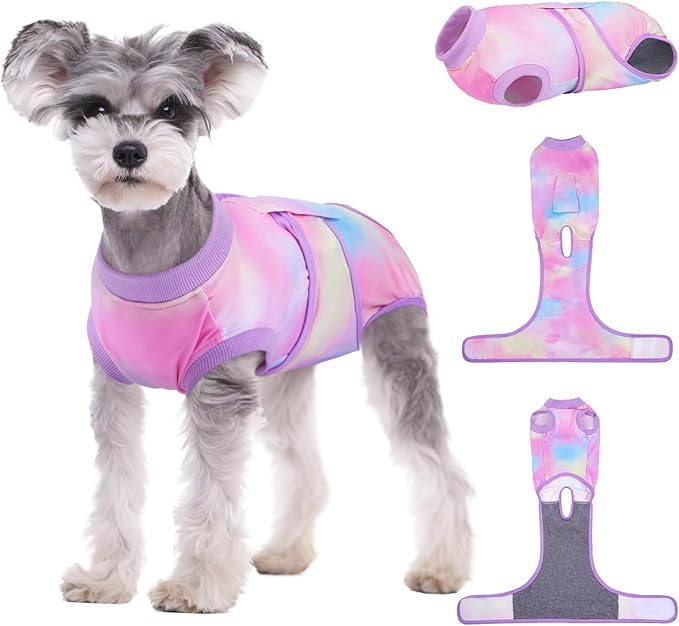 Kuoser Recovery Suit for Dogs, Adjustable Female Spay Dog Surgery Suit, Pet Surgical Shirt Male Neuter Anti Licking Abdominal Wounds Puppy Onesie Bodysuit, Alternative to Doggie Cone After Surgery
