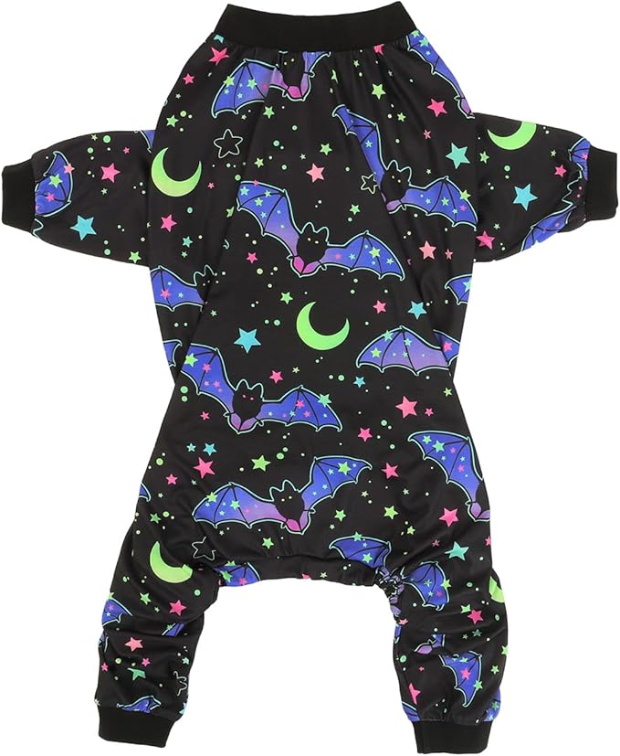 HDE Dog Pajamas One Piece Jumpsuit Lightweight Dog PJs Shirt for M-3XL Dogs Starry Bats - 2XL