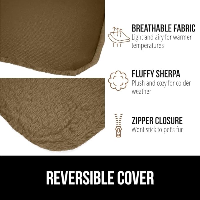GORILLA GRIP Cat Window Perch, Foldable Cat Window Hammock Bed with 6 Large Suction Cups, Cordless Indoor Wall Shelves, Strong Metal Frame Holds 30lbs, Reversible Washable Sherpa Cover, Medium Brown