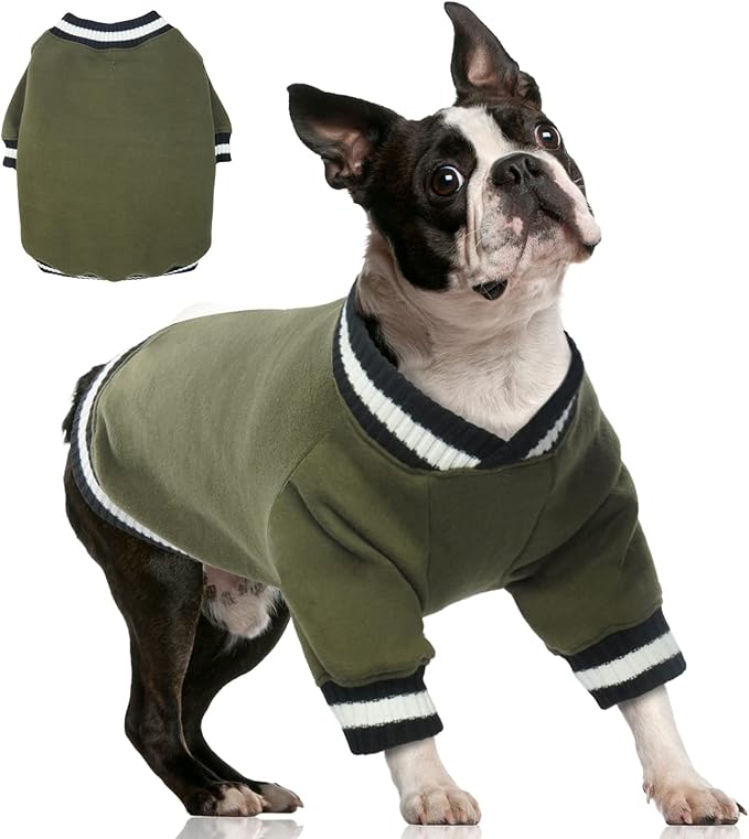 FUAMEY Dog Pullover Sweatshirt，Dog Winter Sweaters Warm Dog Clothes Dog Vest Thick Puppy Pullover Soft Pet Fleece Sweater Cute Doggie Boy Girl Outfit for Small Medium Dogs Green M