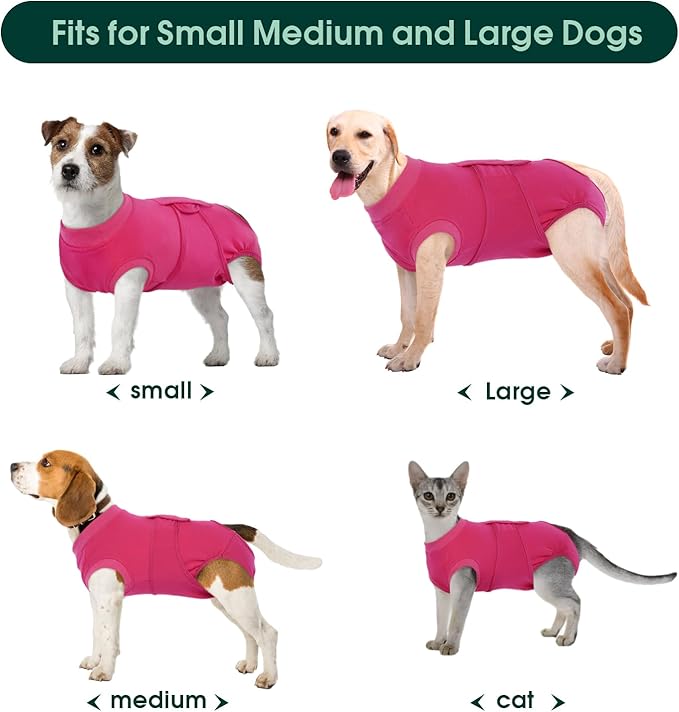 Kuoser Dog Surgery Suit Female Spay, Dog Recovery Suit Male Neuter, Dog Clothes Onesie for Surgery Anti Licking Abdominal Wounds Pet Puppy Surgical Recovery Bodysuit Shirt, Substitute E-Collar & Cone