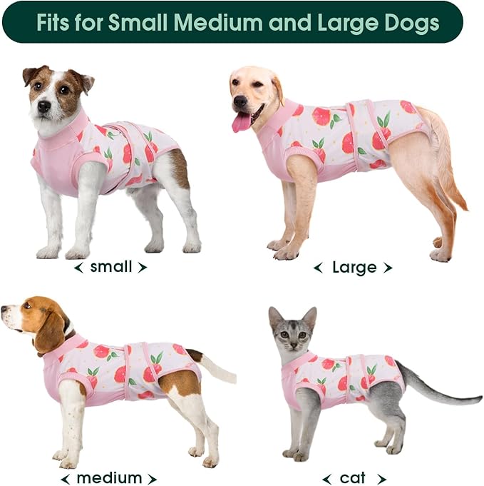 Kuoser Dog Recovery Suit Female, Dog Onesie for Surgery, Female Spay and Male Neuter Onesie for Post-Op Care, Prevent Licking Puppy Onesies, Pink L
