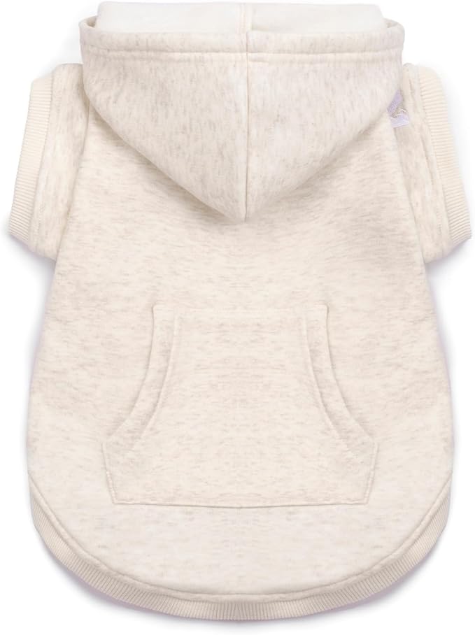 Koneseve Dog Hoodie Fleece, Cat Sweater Warm with Pocket - Soft Clothes for Daily Wear, Basic Hooded Sweatshirts, Winter Coat Clothing, Comfort Tee Shirt Fit for All Breeds Pet - Beige - 4XL
