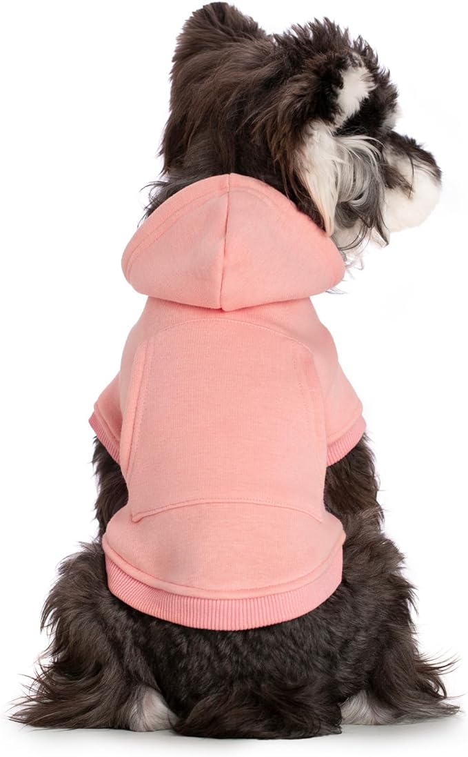 Koneseve Dog Hoodie - Fleece Warm Sweater with Pocket, Soft Clothes for Daily Wear, Basic Hooded Sweatshirts, Winter Coat Clothing, Comfort Tee Shirt Fit for All Breeds Pet - Pink - M