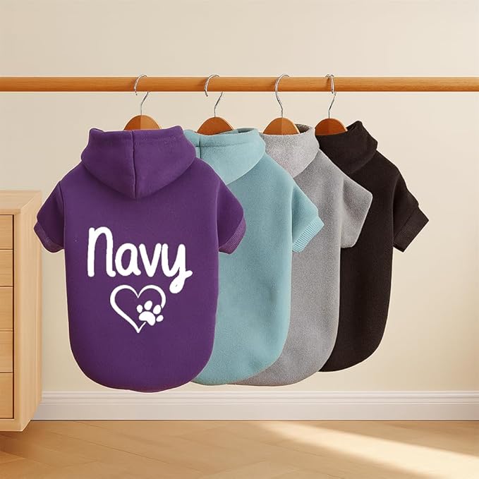 Personalized Dog Hoodie with Custom Name, Cute Puppy Sweatshirt with Heart and Paw Print, Warm Winter Pet Clothes, Custom Dog Outfit, Gift for Dog Lovers