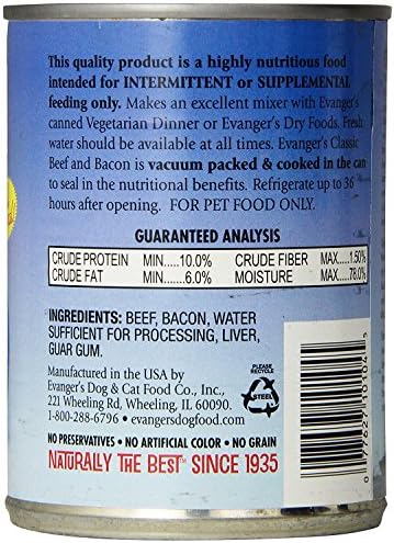 Evanger's Heritage Classics Beef & Bacon Dog Food – 12 Count, 12.5 oz Each – Grain & Gluten Free Loaf for Dogs – Limited Ingredient Recipe – Natural Protein-Rich Nutrition
