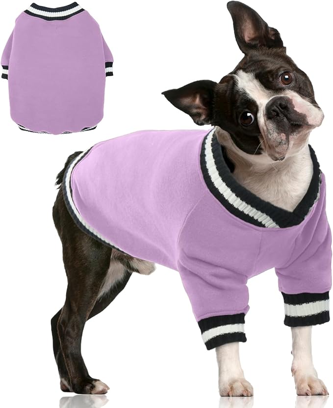 FUAMEY Dog Pullover Sweatshirt，Dog Winter Sweaters Warm Dog Clothes Dog Vest Thick Puppy Pullover Soft Pet Fleece Sweater Cute Doggie Boy Girl Outfit for Small Medium Dogs Lavender M