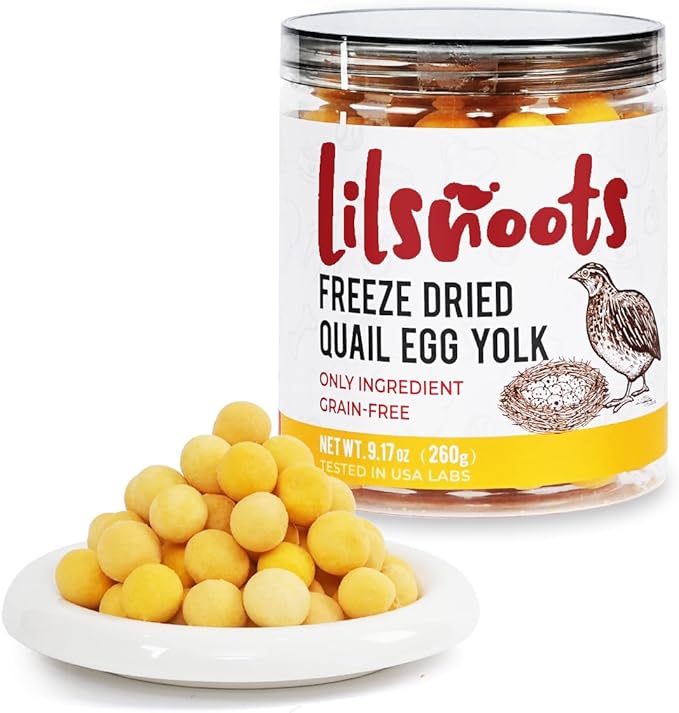 LILSNOOTS Freeze Dried Quail Egg Yolk 9.2oz Single Ingredient Pet Treats for Dogs, Cats, Healthy Freeze-Dried Pet Food Grain&Gluten&Rawhide Free No Additives Training Treats
