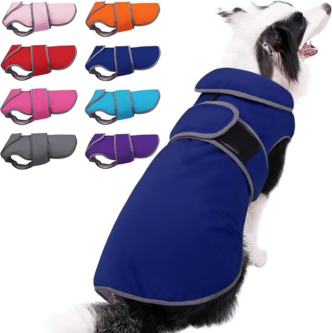 MIGOHI Reflective Waterproof Windproof Dog Coat - Warm Jacket Reversible Stormguard Winter Vest for Small to Large Dogs (Navy, XXL)