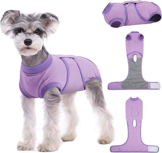 Kuoser Dog Surgery Suit Female Spay, Puppy Recovery Suit Male Neuter, Doggie Clothes Onesie for Surgery Anti Licking Abdominal Wounds Pet Surgical Recovery Bodysuit Shirt, Substitute E-Collar & Cone