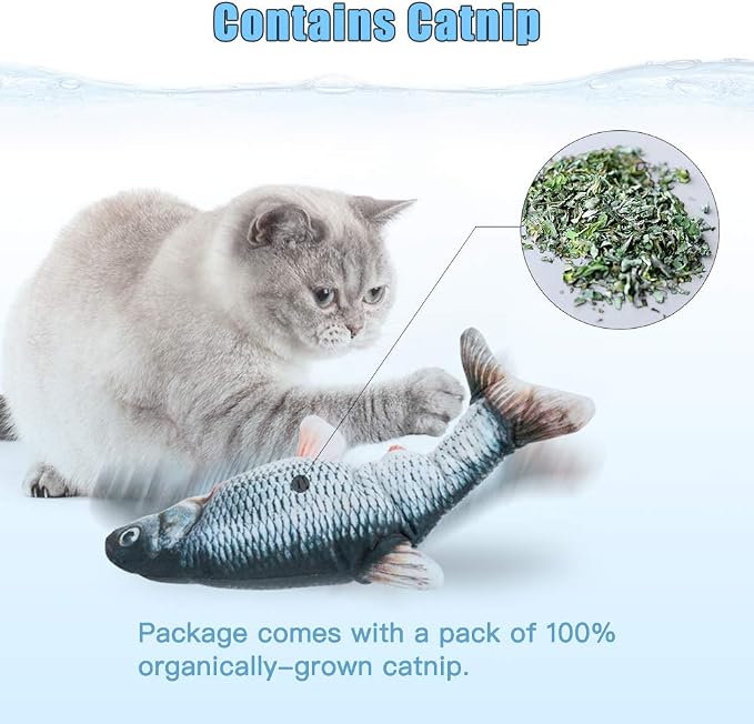 TOOGE 2 Pack 9" Floppy Fish Cat Toys with SilverVine and Catnip for Indoor Cats for Small Dogs Interactive Automatic Flopping Kicker Toys for Cats Puppy (Red Carp + Carp)